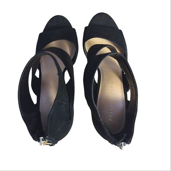 Kelly & Katie Black Vegan Suede Amari Back Zip Kitten Heels Size 9 - Picture 14 of 14